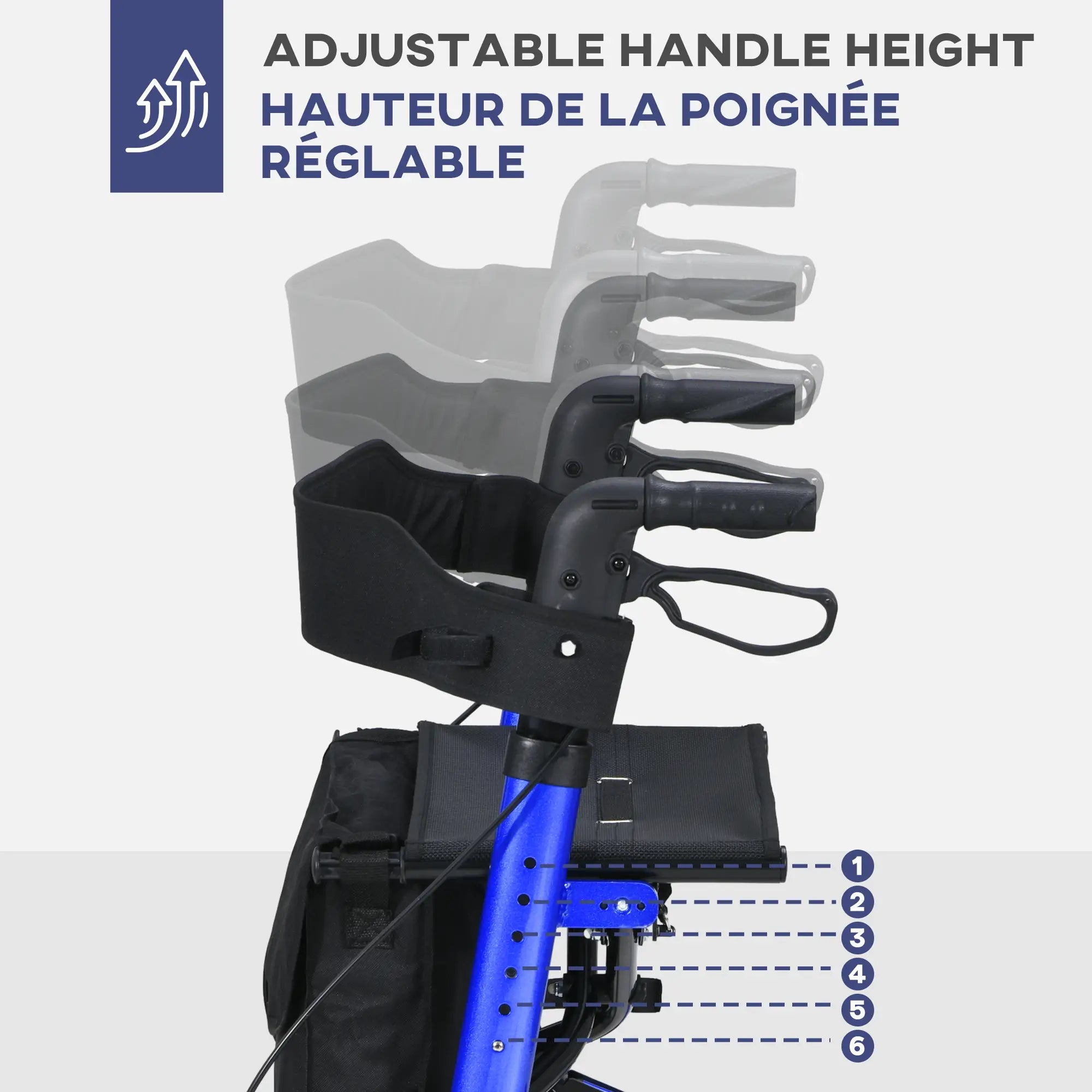 Senior Rollator with Seat, Back, Cane Holder, Adjustable Handle, Blue Knee Walker & Wheelchair Ramps at Gallery Canada