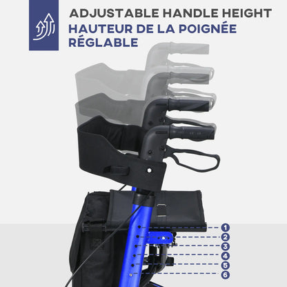 Senior Rollator with Seat, Back, Cane Holder, Adjustable Handle, Blue Knee Walker & Wheelchair Ramps at Gallery Canada