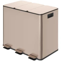 Poubelle, Poubelle à fermeture douce avec pédale, 3x4 gallons (3x15 L), Or