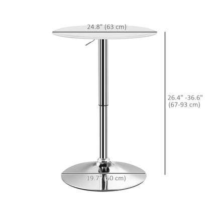 Round Bar Table, Adjustable Height, Faux Leather, Wooden Top, Chrome Base, White Bar Tables & Dining Tables at Gallery Canada