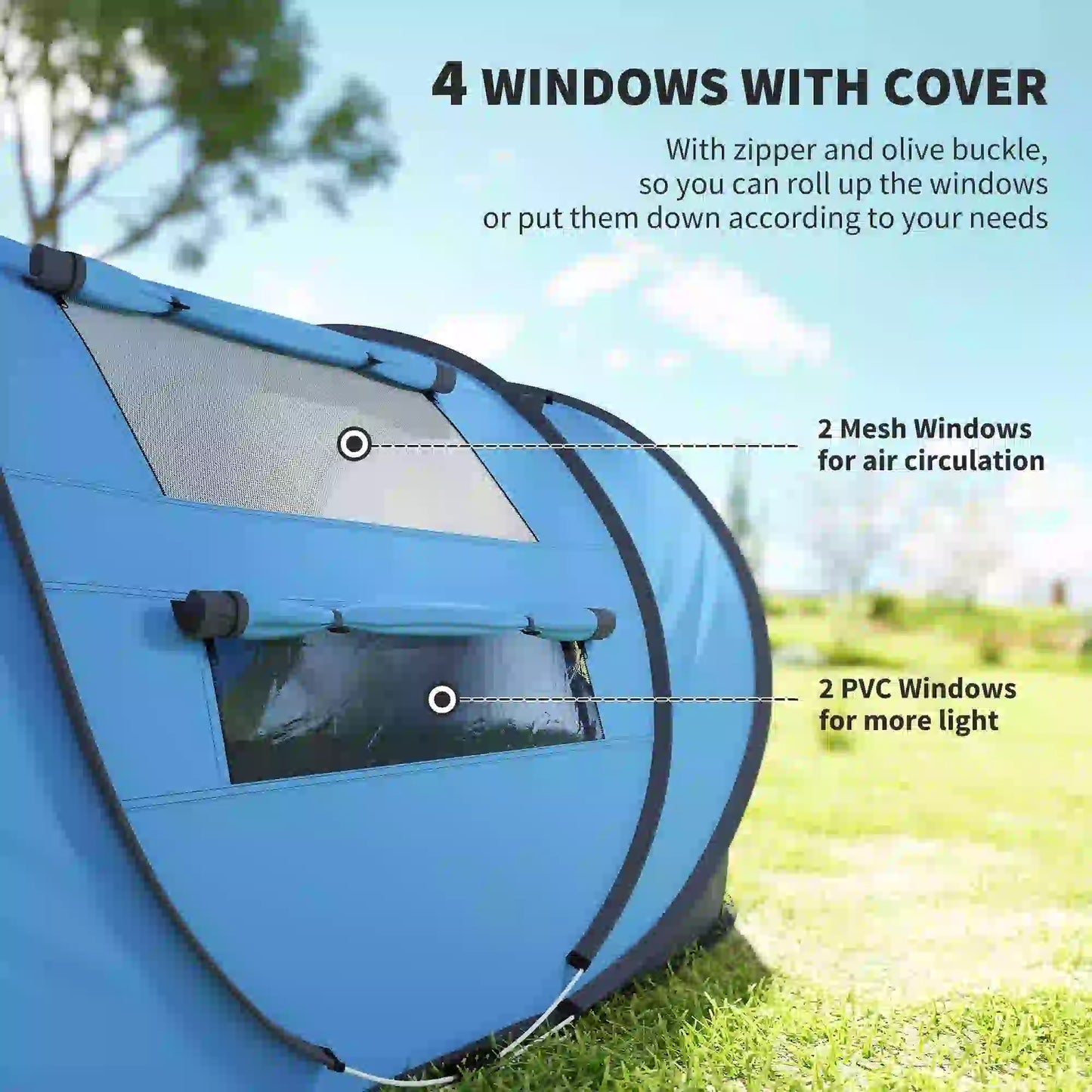 4 Person Pop Up Tent, Automatic Setup, With Doors, Windows, Carry Bag, Blue Camping Tents at Gallery Canada