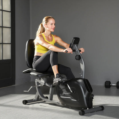 Recumbent Exercise Bike, 8-Level Magnetic Resistance, LCD Monitor, Heart Rate Handle, Adjustable Seat Exercise & Stationary Bikes at Gallery Canada