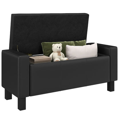 42" Faux Leather Storage Ottoman Bench, Black Storage Ottomans & Benches Black at Gallery Canada