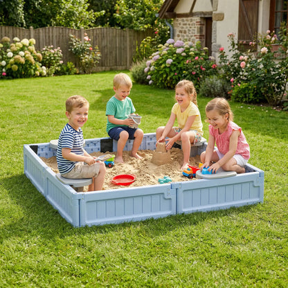 Kids Outdoor Sandbox with Canopy, Fabric Liner, Light Blue Sandboxes & Accessories at Gallery Canada
