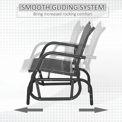 Patio Glider Set, 2 Outdoor Chairs, Breathable Mesh Seat, Black Outdoor Gliders at Gallery Canada