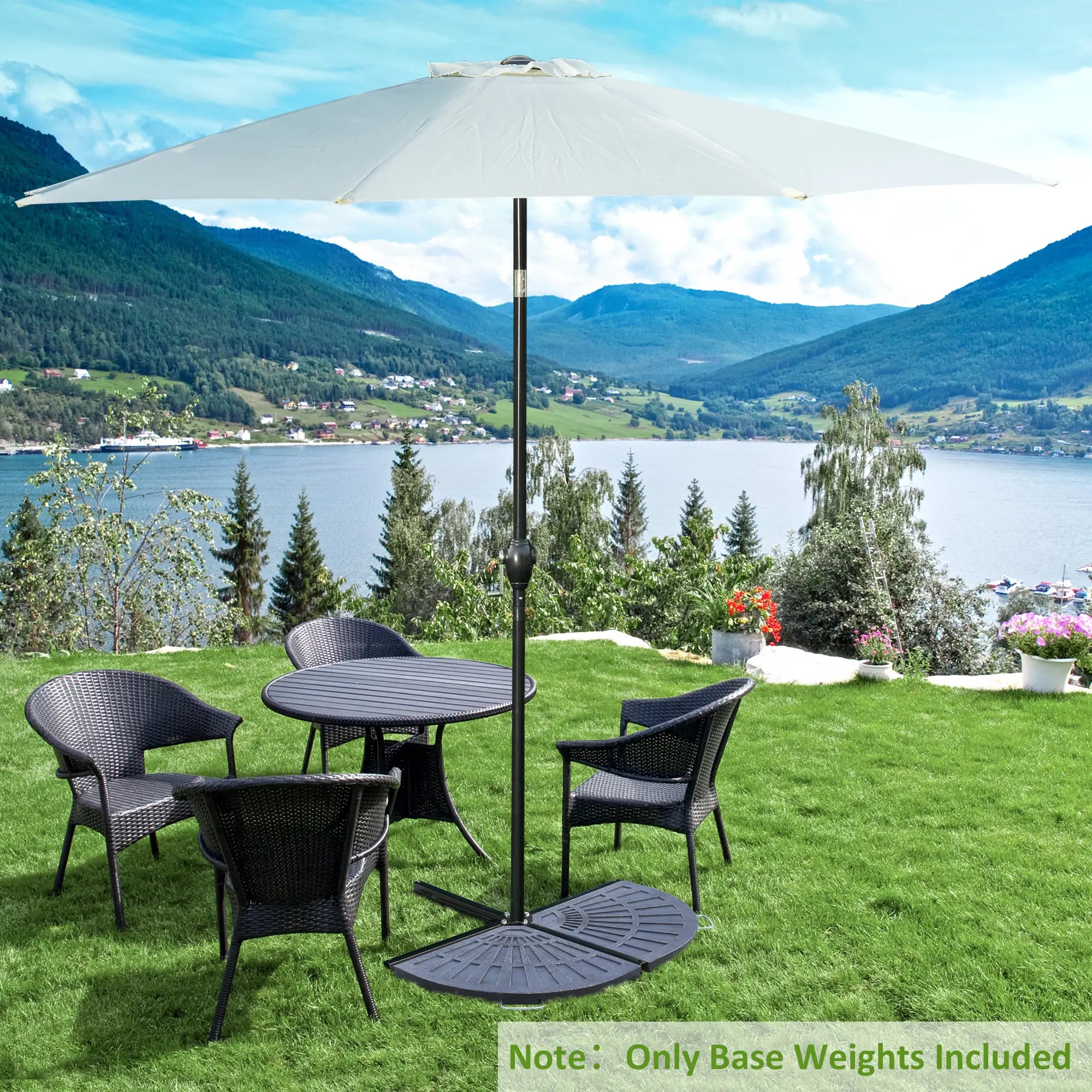 2pc Portable Umbrella Base Weights 61.6lbs, Resin, Flabelliform, Bronze Umbrella Bases at Gallery Canada