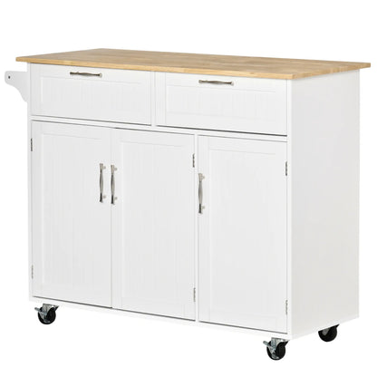 Rolling Kitchen Island, Cart with 2 Drawers, 3 Door Cabinets, 3-Doors, White Kitchen Islands & Kitchen Carts at Gallery Canada