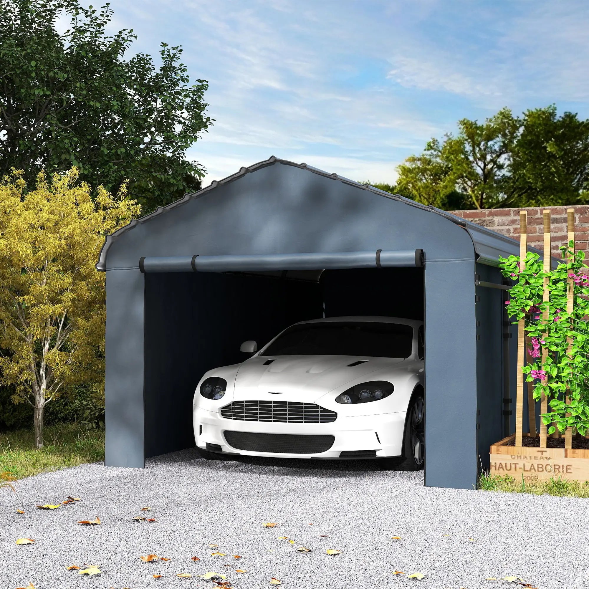 12' x 20' Metal Carport, Heavy Duty Garage Shelter, Dark Grey Car Shelters at Gallery Canada