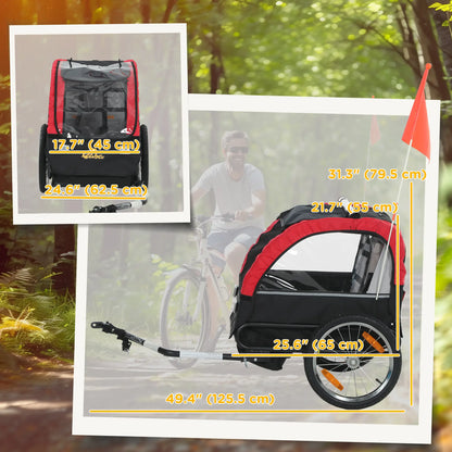Kids Bike Trailer, 16" Wheels, 5-Point Harness, Storage Bag, 18+ Months, Red Kids Bike Trailers at Gallery Canada