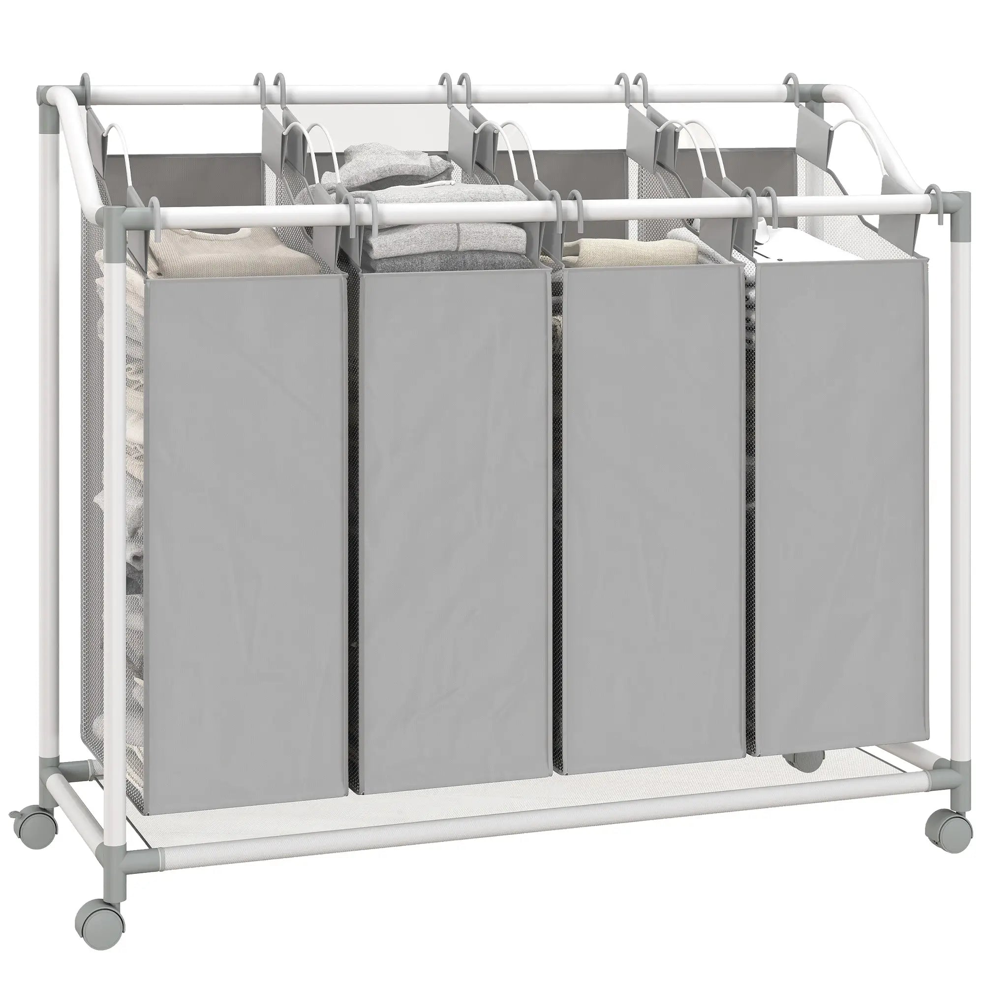 160L Laundry Hamper with Wheels, 4 Removable Bags, Grey Bath Accessories at Gallery Canada