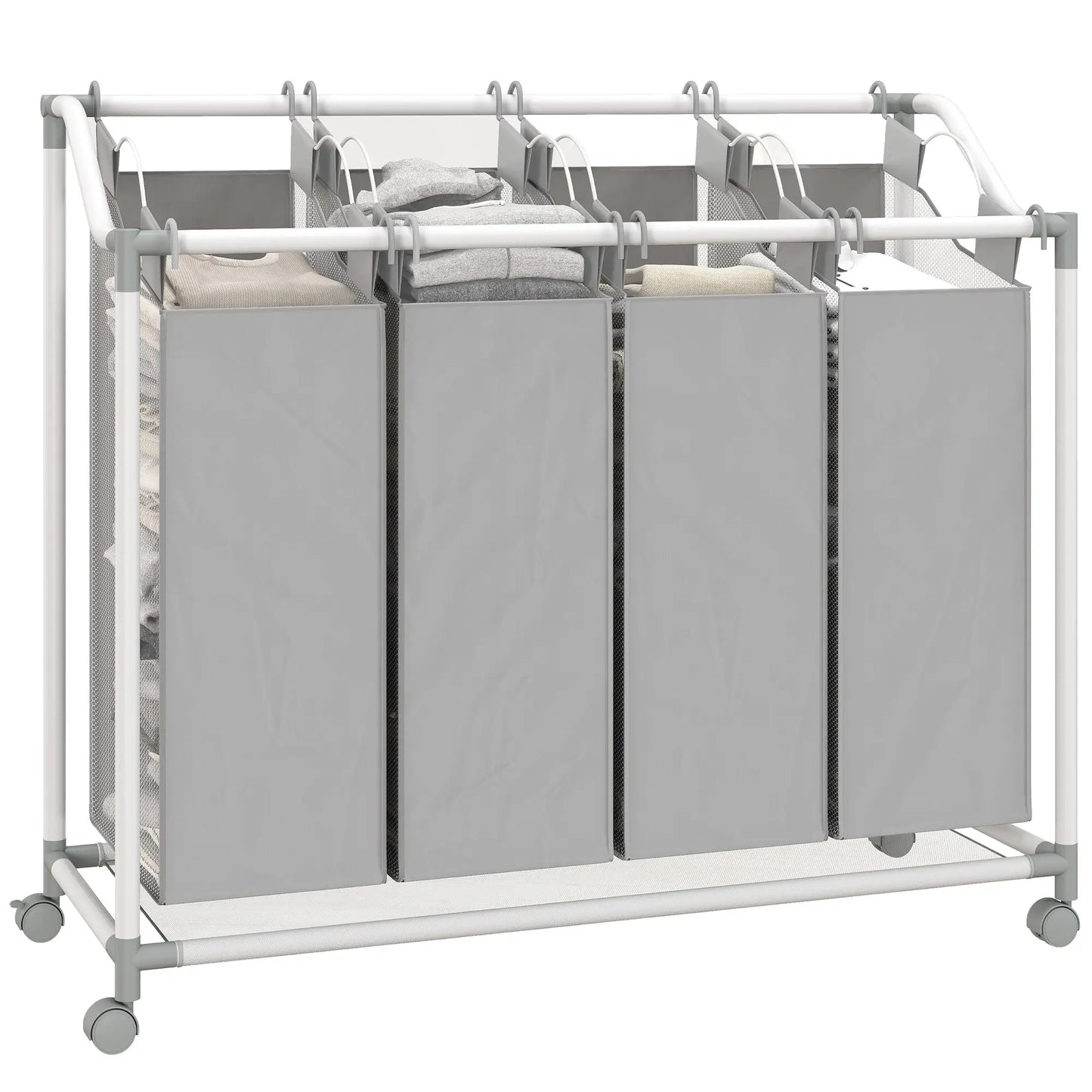 160L Laundry Hamper with Wheels, 4 Removable Bags, Grey Bath Accessories at Gallery Canada