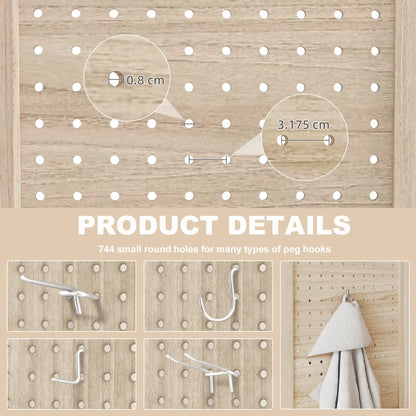 5.6 Ft. 8-Panel Room Divider, Pegboard Privacy Screen, Partition Wall, Natural Room Dividers at Gallery Canada