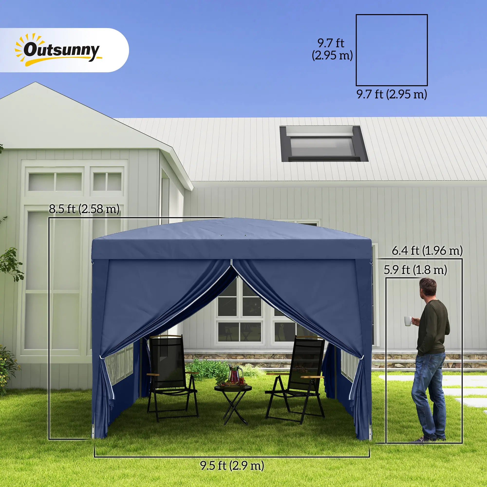 10'x10' Outdoor Pop Up Tent, Wedding Gazebo, Blue Pop Up Canopies at Gallery Canada