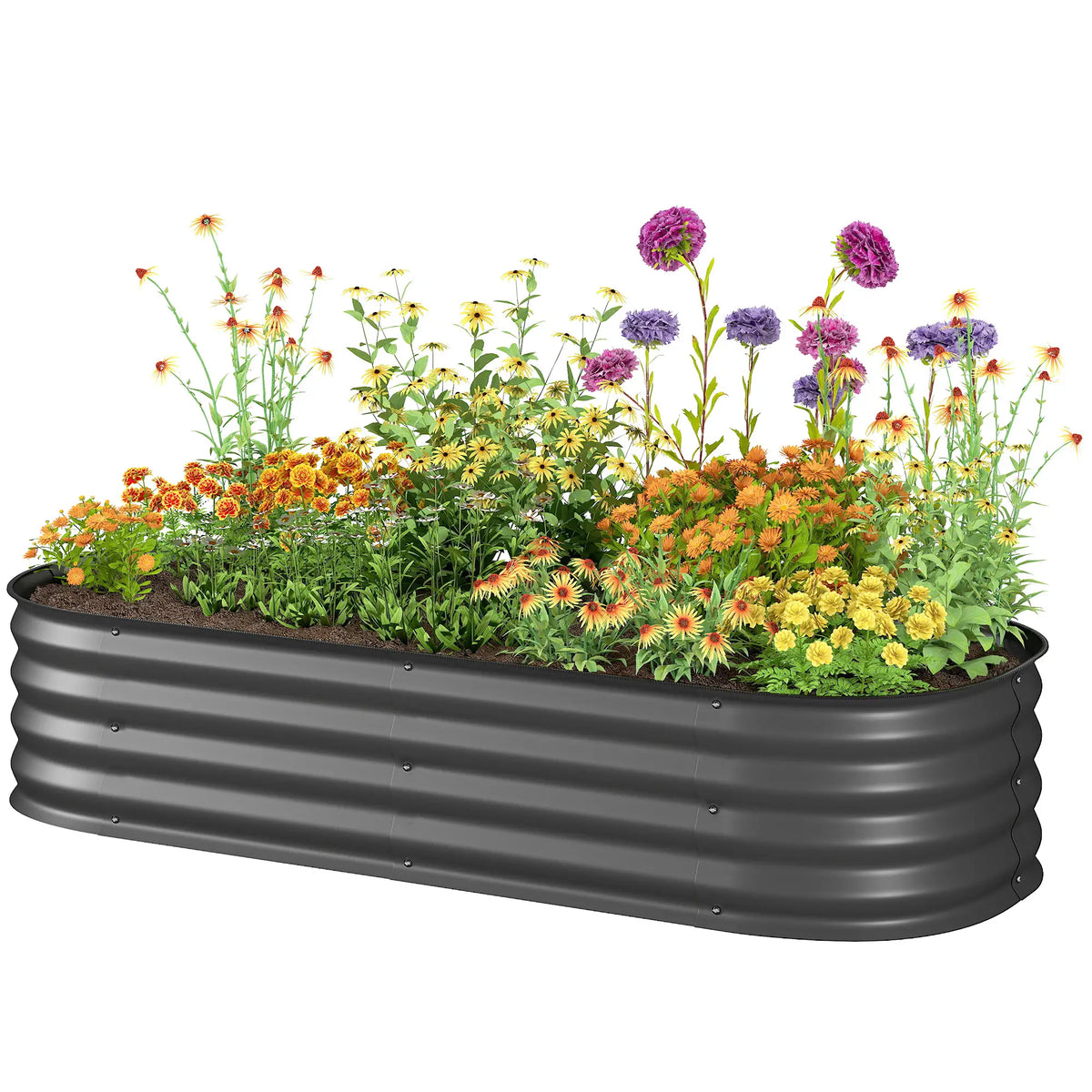 4.9 x 2 x 1ft Galvanized Raised Garden Bed, Metal Planter Box, Dark Grey Raised Garden Beds Dark Grey at Gallery Canada