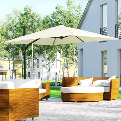 8'x8' Square Patio Umbrella, Outdoor Cantilever Parasol, Cream White Offset Cantilever Umbrellas at Gallery Canada