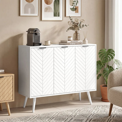 Modern Sideboard and Buffet, Dining Room Cabinet with Adjustable Shelves and 3 Doors, White Storage Cabinets at Gallery Canada