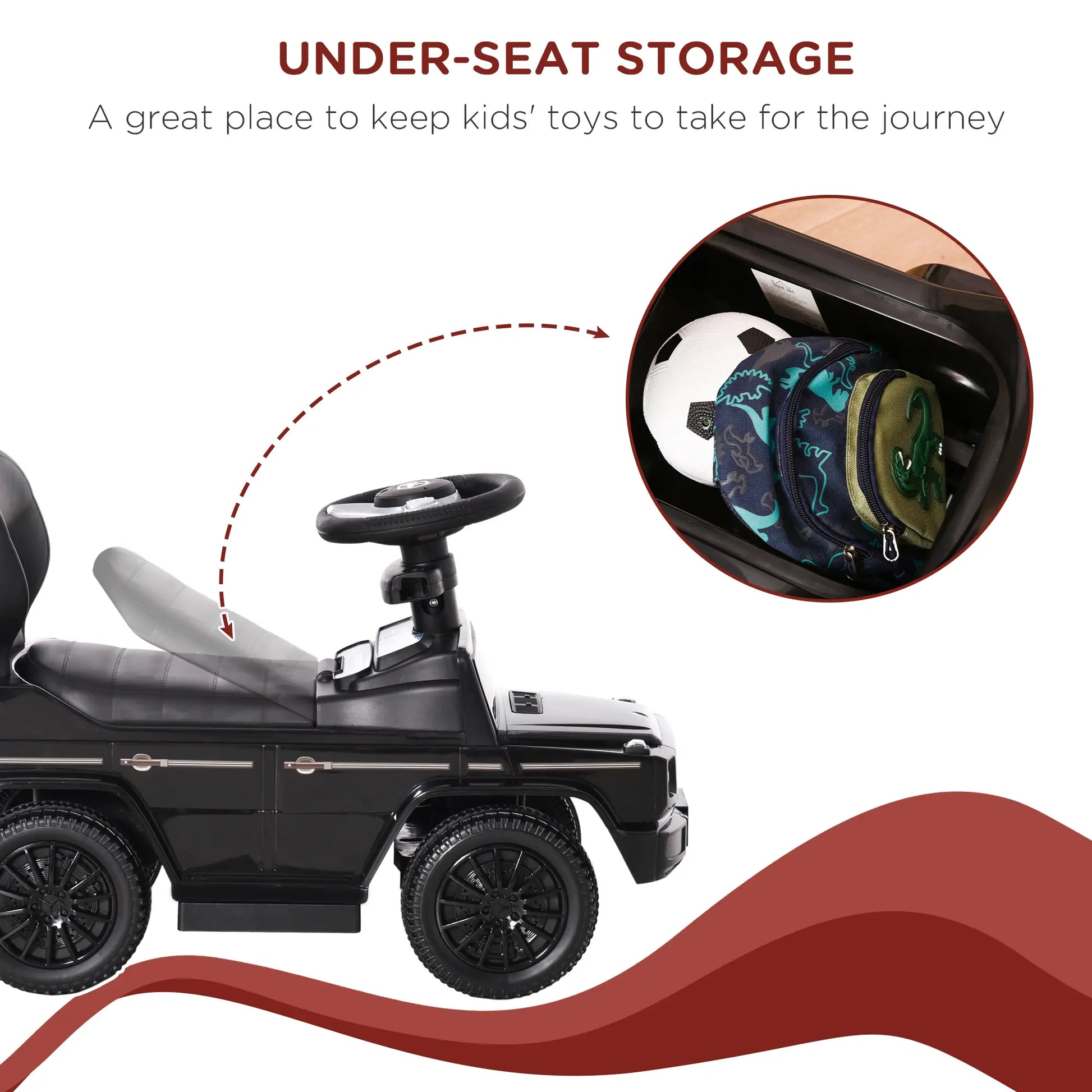Licensed Push Car, 3-in-1 Toddler Sliding Car, Black Push Cars for Toddlers at Gallery Canada