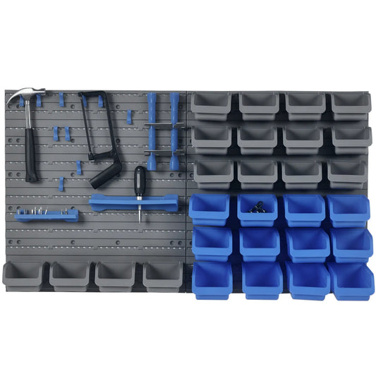 44PC Wall Mounted Storage Bins, Hardware Organizer, Blue Tool Organizers Blue, Grey at Gallery Canada