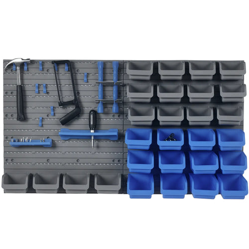 44PC Wall Mounted Storage Bins, Hardware Organizer, Blue