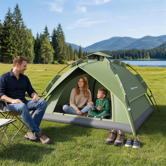 3 Person Camping Tent, 1000mm Waterproof, Dark Green Camping Tents Dark Green at Gallery Canada