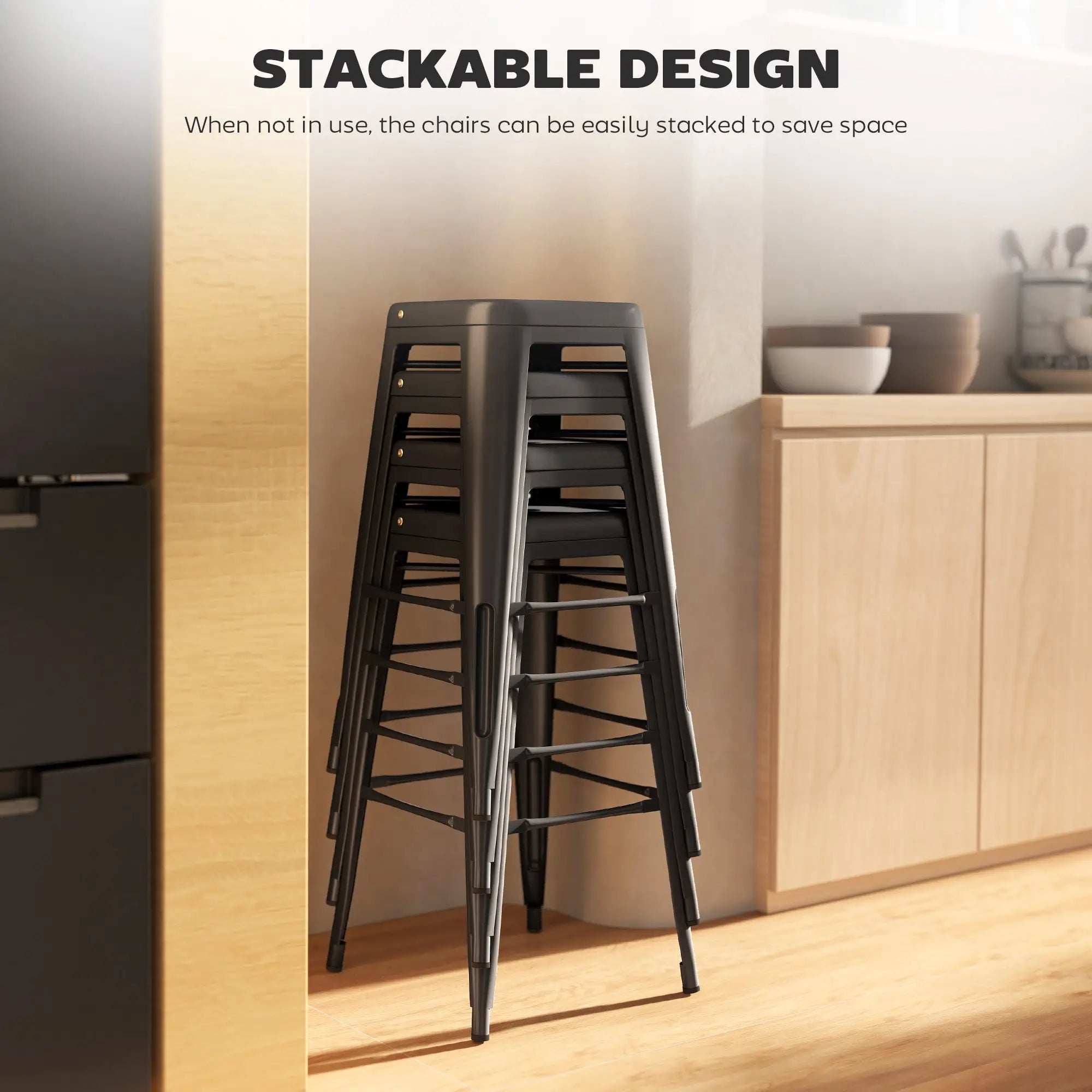 24 Inch Bar Stools, Set of 4, Industrial Kitchen, Black Metal Frame, Black Bar Stools at Gallery Canada