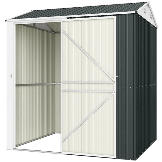 7' x 6' Tall Outdoor Storage Shed, Waterproof Metal Garden Shed, Dark Grey Sheds Dark Grey at Gallery Canada