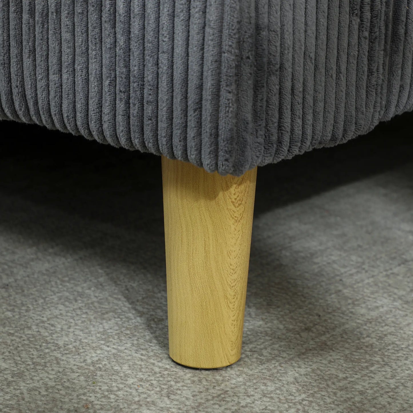 3 Seater Sofa, 74" Corduroy Couch, Solid Wood Legs, Dark Grey 3-Seater Sofas at Gallery Canada