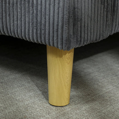 3 Seater Sofa, 74" Corduroy Couch, Solid Wood Legs, Dark Grey 3-Seater Sofas at Gallery Canada