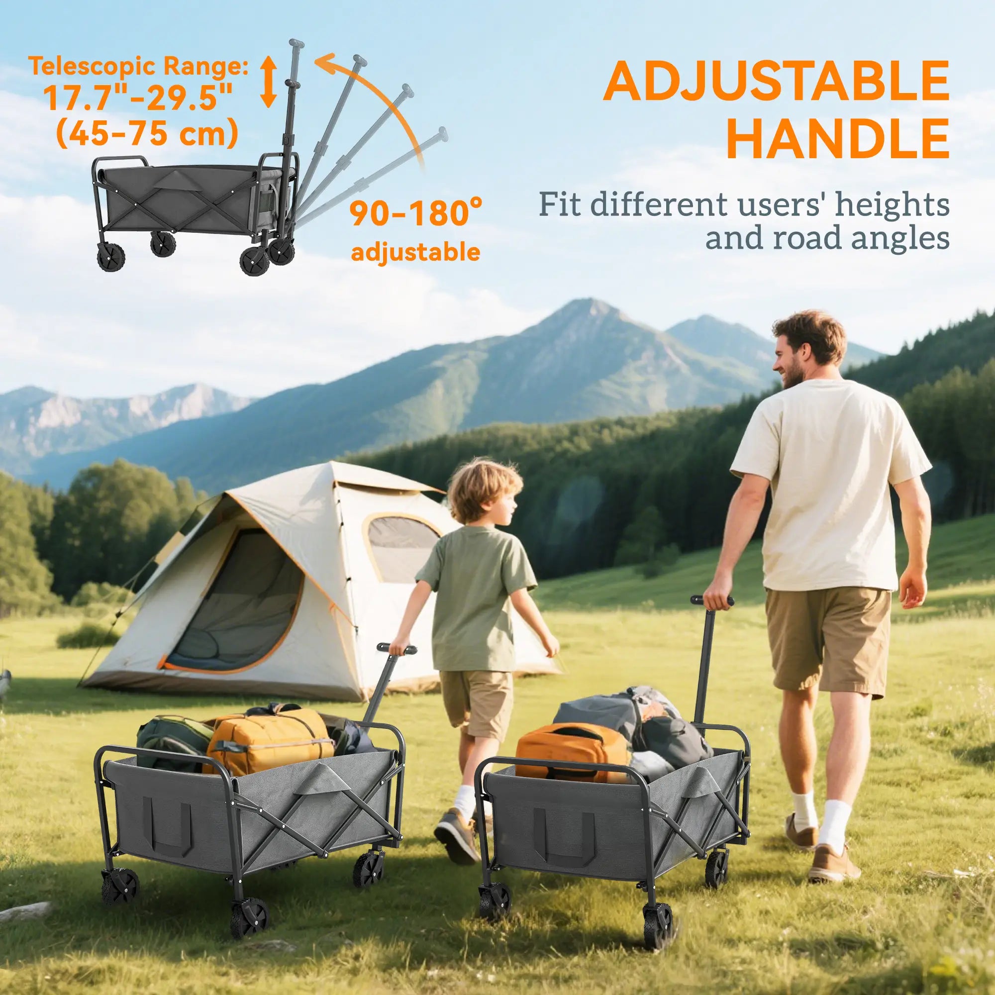 Collapsible Folding Garden Cart, Heavy Duty Lawn Wagon, Grey Bike Cargo Trailers at Gallery Canada