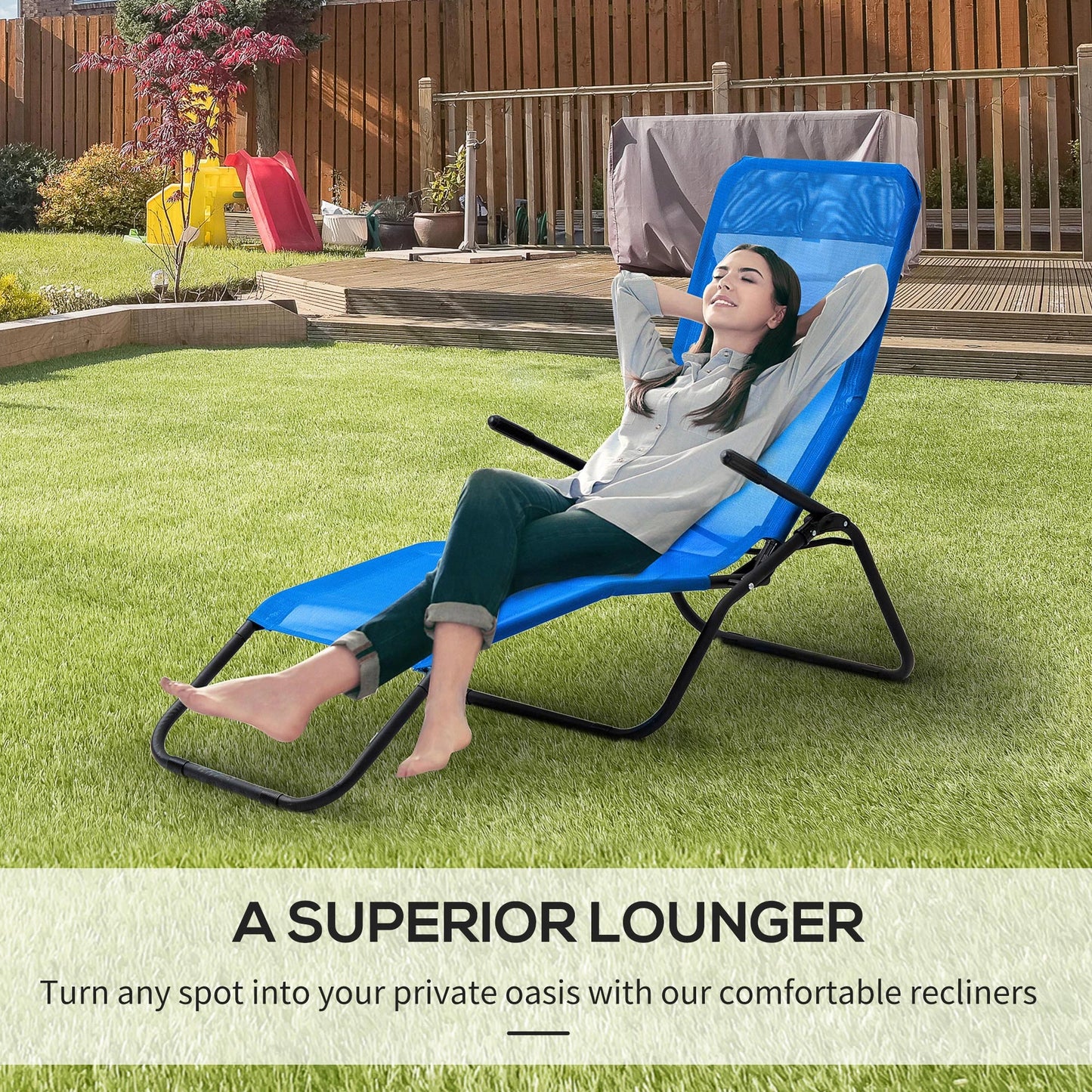 Foldable Patio Lounge Chair, Outdoor Beach Lounger, Breathable Mesh, Zero Gravity, Reclining, Blue Lounger Chairs at Gallery Canada