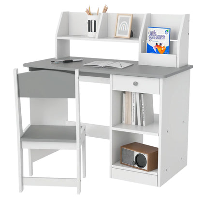 Kids Desk and Chair Set, Study Table for 5-8 Year Old, Grey Kids Desk Sets at Gallery Canada
