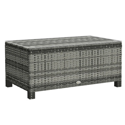 Rattan Wicker Coffee Table with Glass Top Outdoor Garden Patio Furniture Brown Tempered Patio Dinning Tables at Gallery Canada