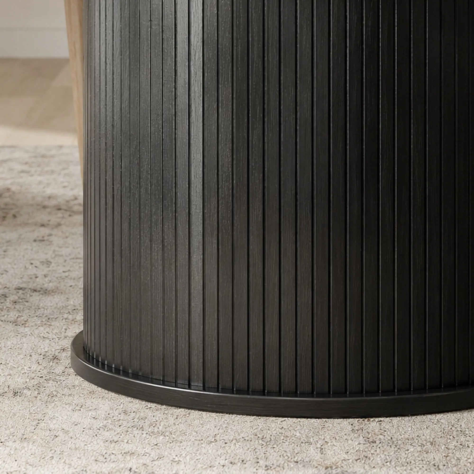 47 Inch Round Dining Table For 5, Fluted Pedestal Base, Black Dining Tables at Gallery Canada