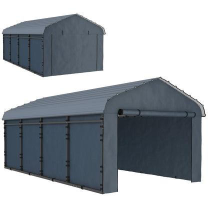 12' x 20' Metal Carport, Heavy Duty Garage Shelter, Dark Grey Car Shelters at Gallery Canada