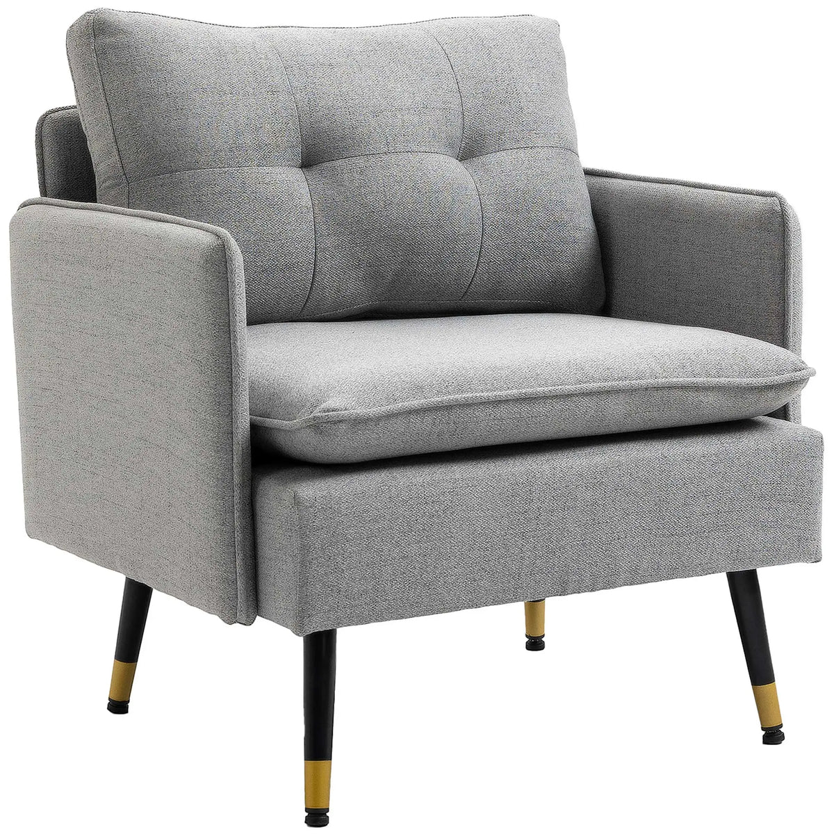 Modern Armchair, Upholstered Accent Chair, Tufted Back, Steel Legs, Grey Accent Chairs at Gallery Canada
