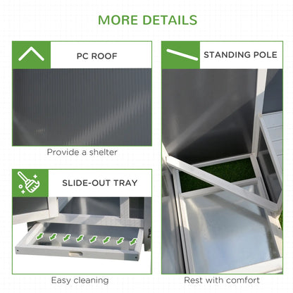 63" Wooden Chicken Coop, Rabbit Hutch, Nesting Box, Run, Grey Chicken Coops at Gallery Canada