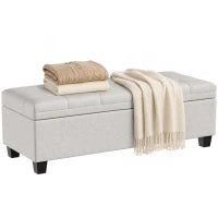 51.2" Storage Ottoman Bench, End of Bed Bench, Cream White