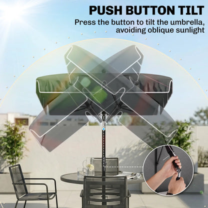 6.5x4ft Rectangle Patio Umbrella, Aluminum Tilt Adjustable, Grey Sun Umbrellas at Gallery Canada