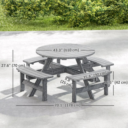8 Seater Round Wooden Pub Bench, Patio Dining Set, Outdoor Patio