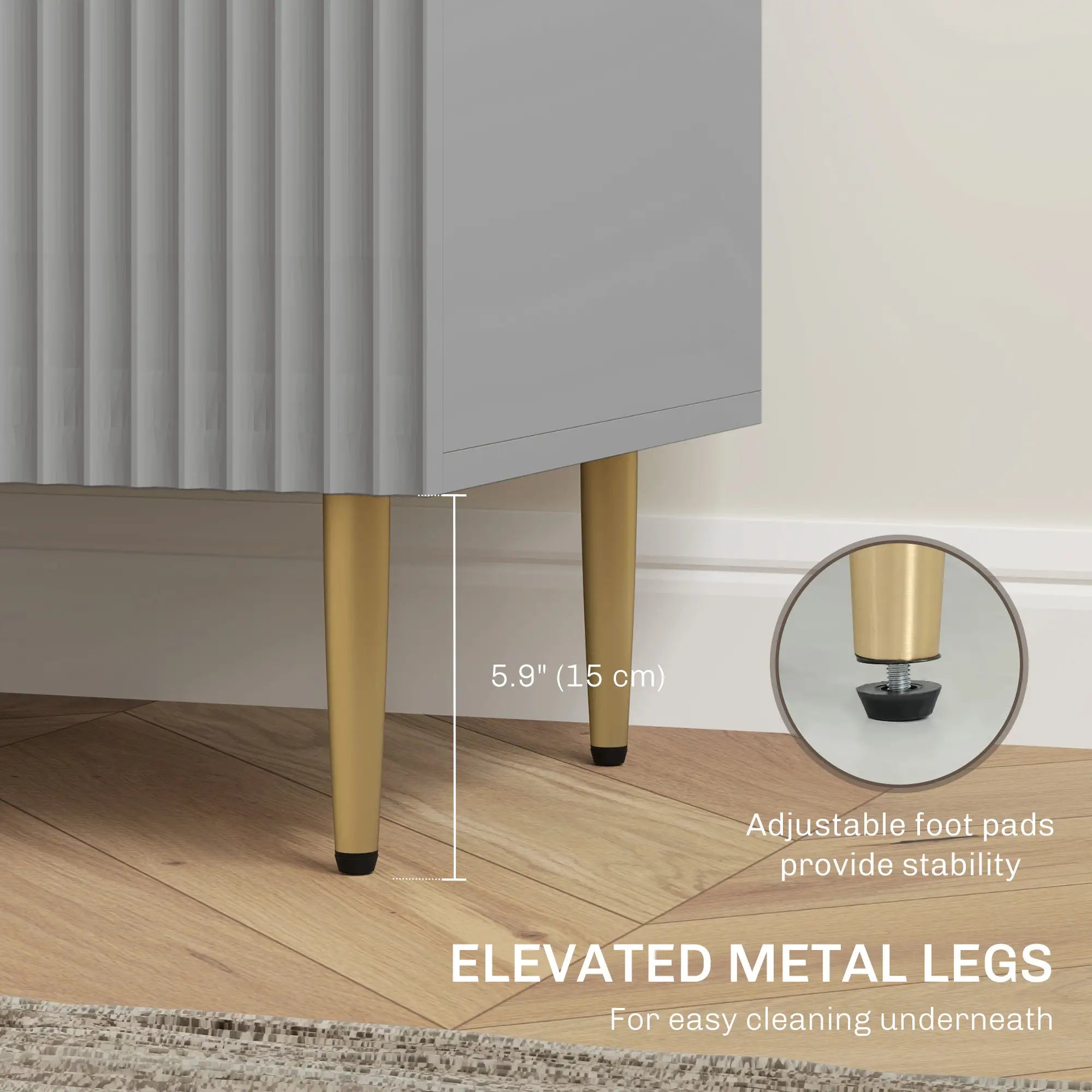 Modern Kitchen Storage Cabinet, 3 Drawers, Adjustable Shelves, Grey Bar Cabinets at Gallery Canada