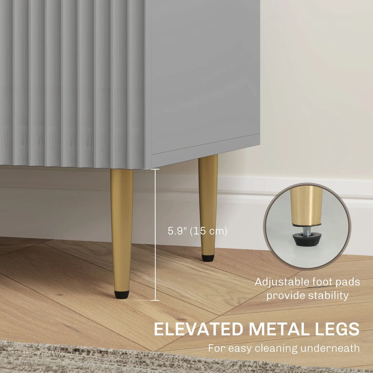 Modern Kitchen Storage Cabinet, 3 Drawers, Adjustable Shelves, Grey Bar Cabinets at Gallery Canada