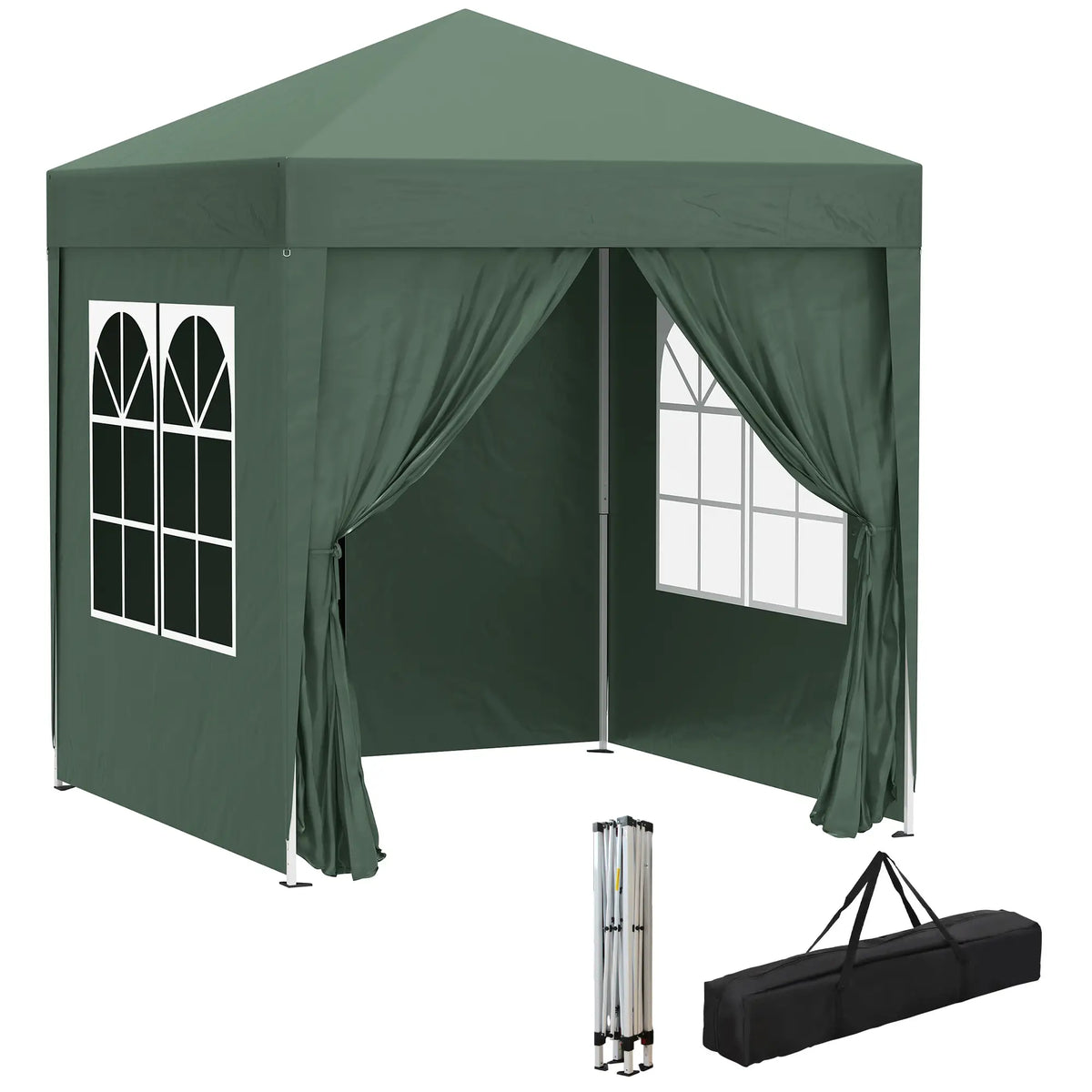 6.6'x6.6' Pop Up Canopy Tent, Instant Sun Shelter, Dark Green