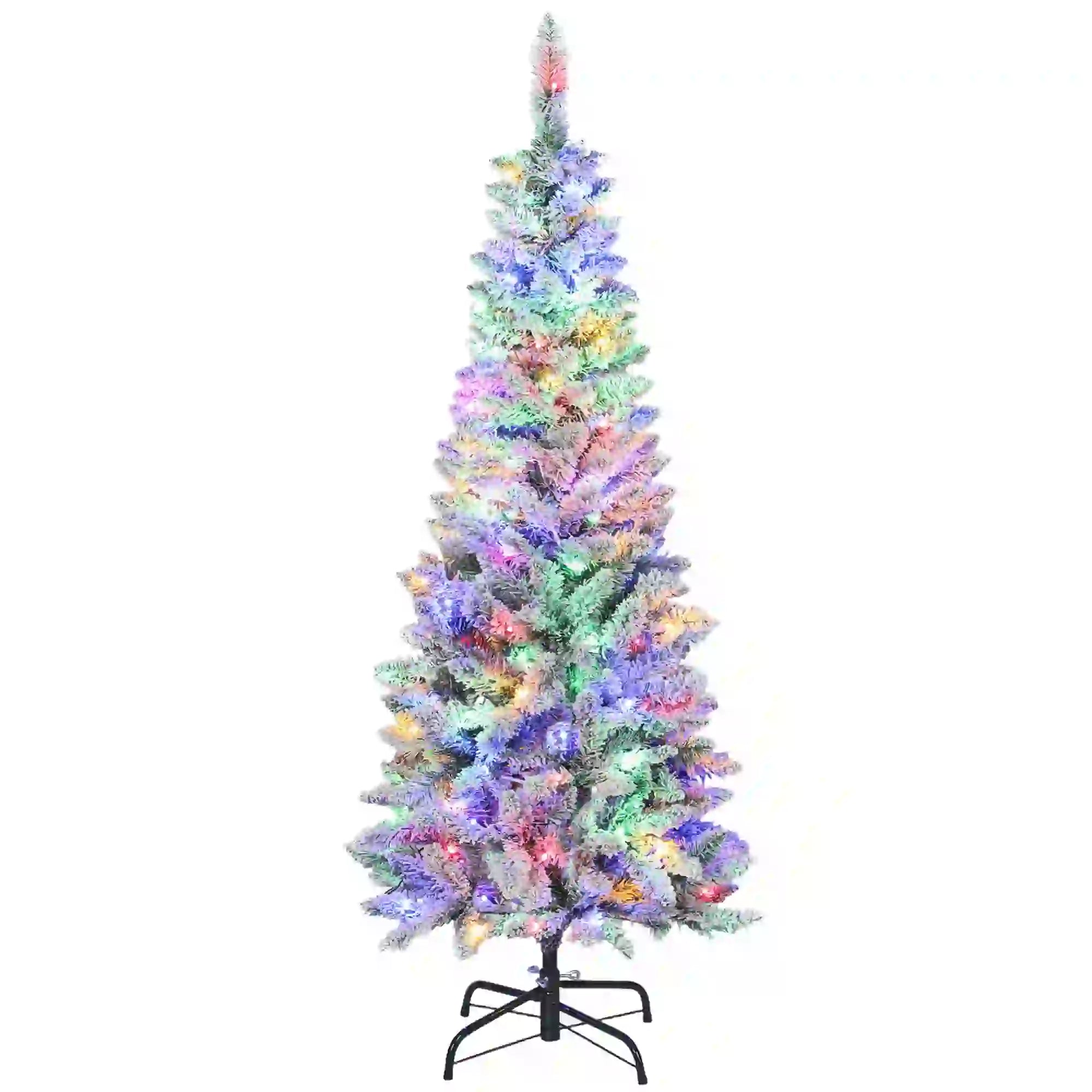 5ft Flocked Christmas Tree, Dual Color LED Light, 11 Modes, Easy Assembly, Color Flocked Christmas Trees at Gallery Canada