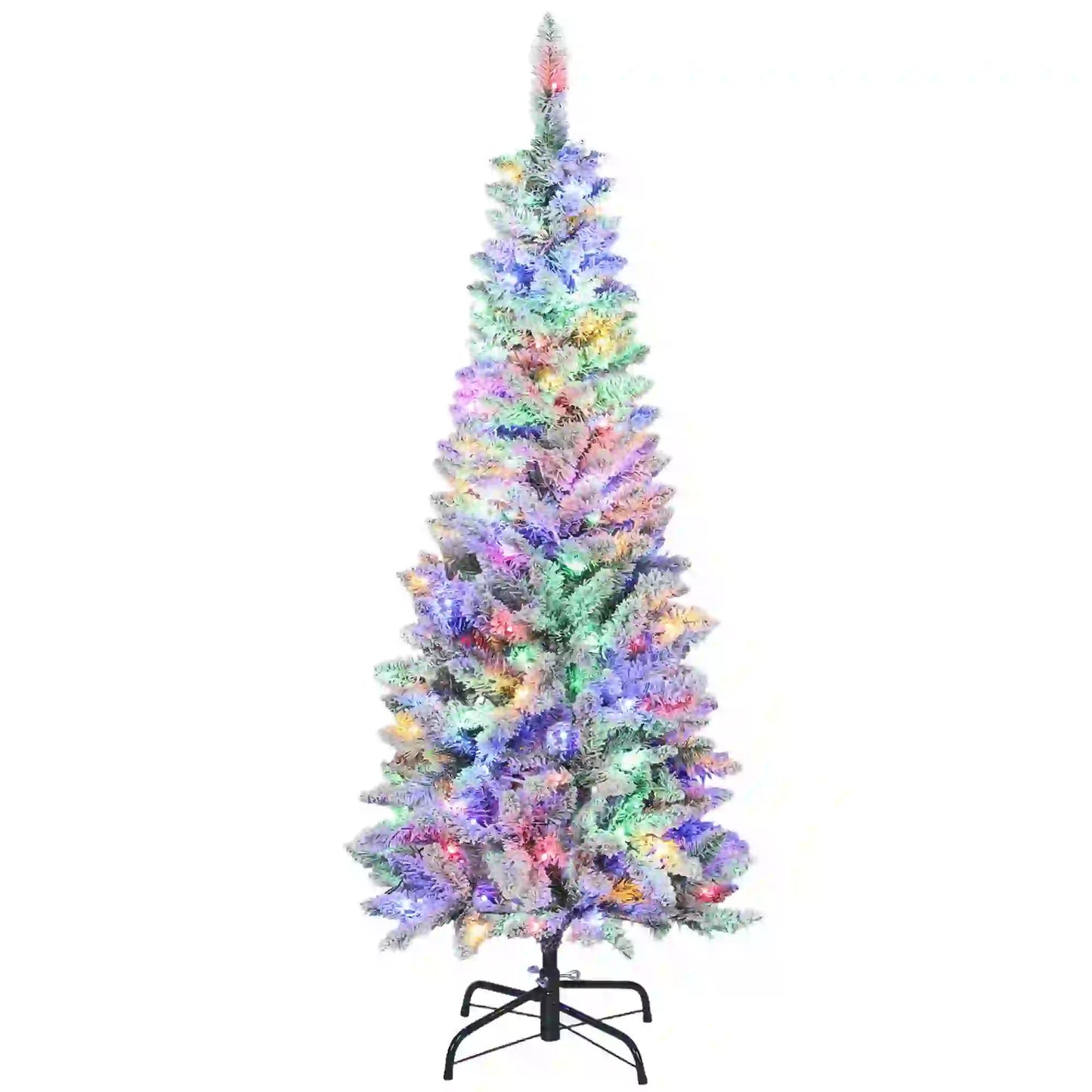 5ft Flocked Christmas Tree, Dual Color LED Light, 11 Modes, Easy Assembly, Color Flocked Christmas Trees at Gallery Canada