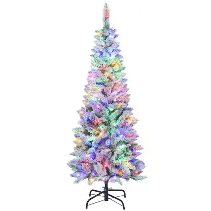 5ft Flocked Christmas Tree, Dual Color LED Light, 11 Modes, Easy Assembly, Color Flocked Christmas Trees at Gallery Canada