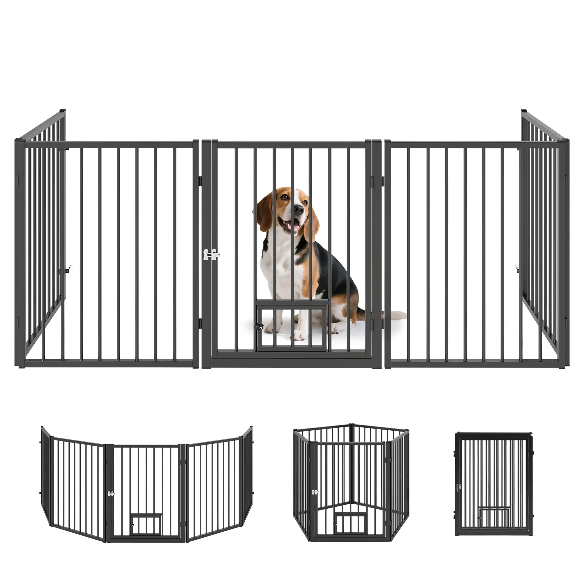 5 Panel Foldable Dog Playpen With Door, 30