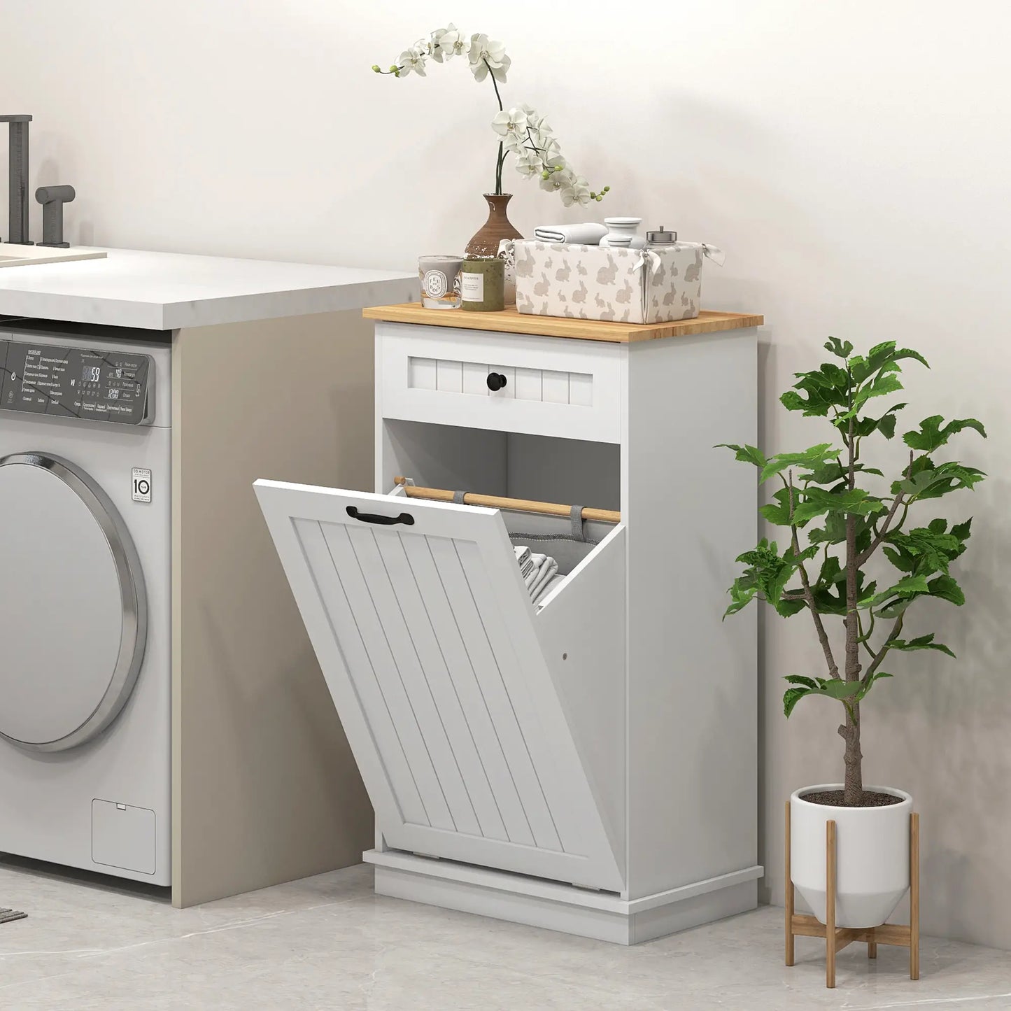 Laundry Cabinet, Removable Basket, Drawer, Tilt-Out Hamper, White Bathroom Cabinets at Gallery Canada