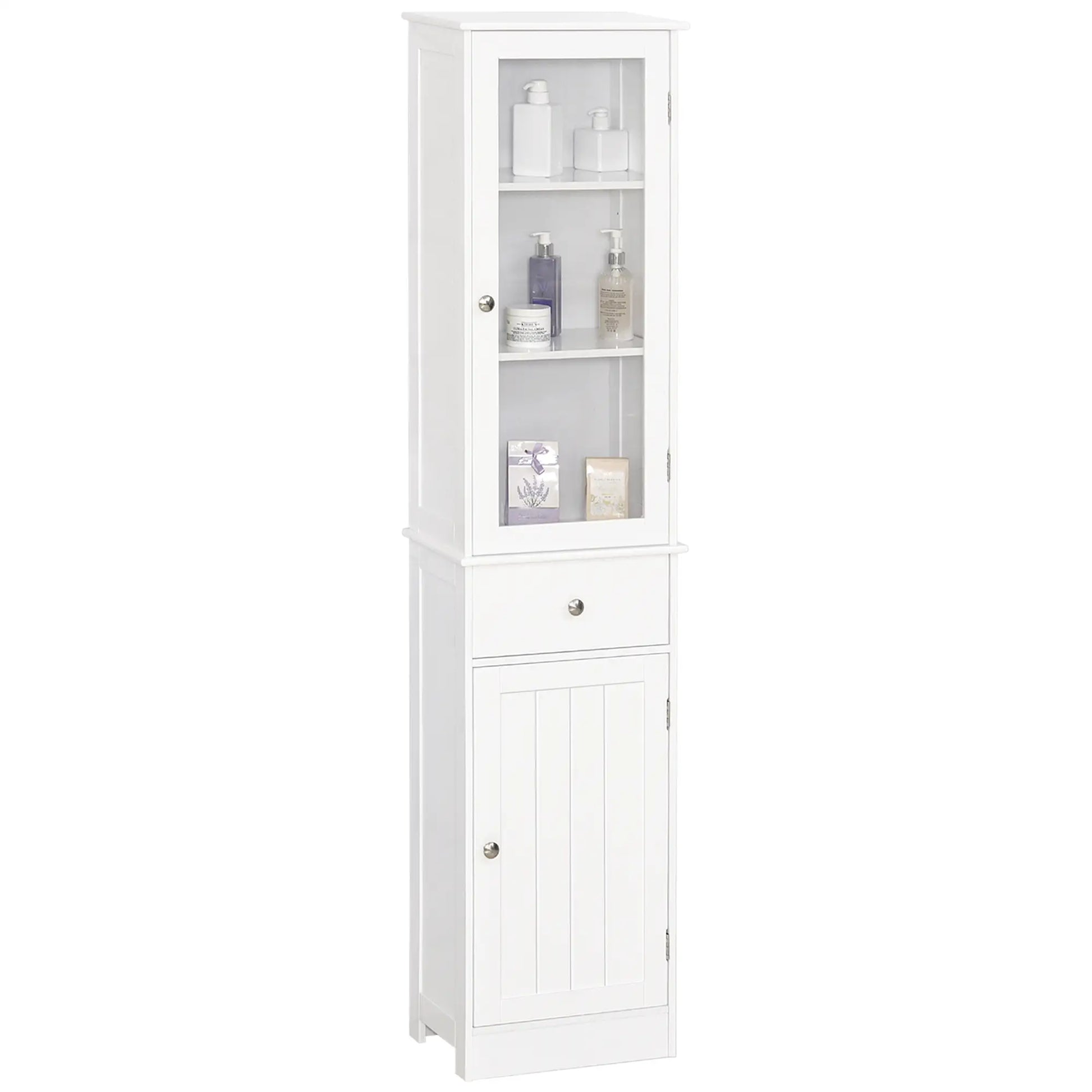 Tall Bathroom Storage Cabinet, 2 Doors, Adjustable Shelves, White Bathroom Cabinets at Gallery Canada