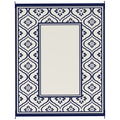 8' x 10' Outdoor RV Rug, Reversible, Gourd Border, White, Blue Garden Decor Blue and White at Gallery Canada