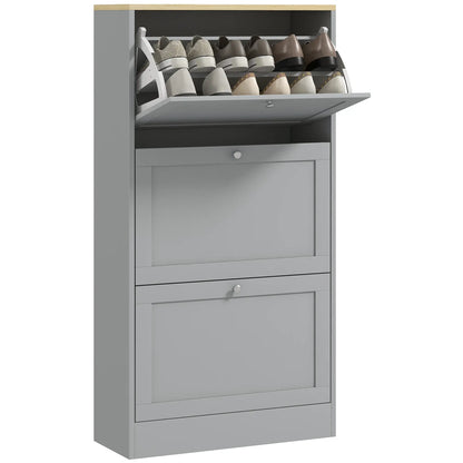 Modern Shoe Storage, 3 Flip Drawers, Adjustable Shelves, 18 Pairs, Grey Shoe Storage Cabinets & Racks at Gallery Canada